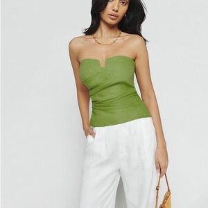 Reformation Madelyn Linen Top Green